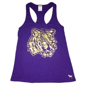 VS PINK Purple Gold Tiger Dog Junior Jr Jrs Size Small Racerback Tank Top